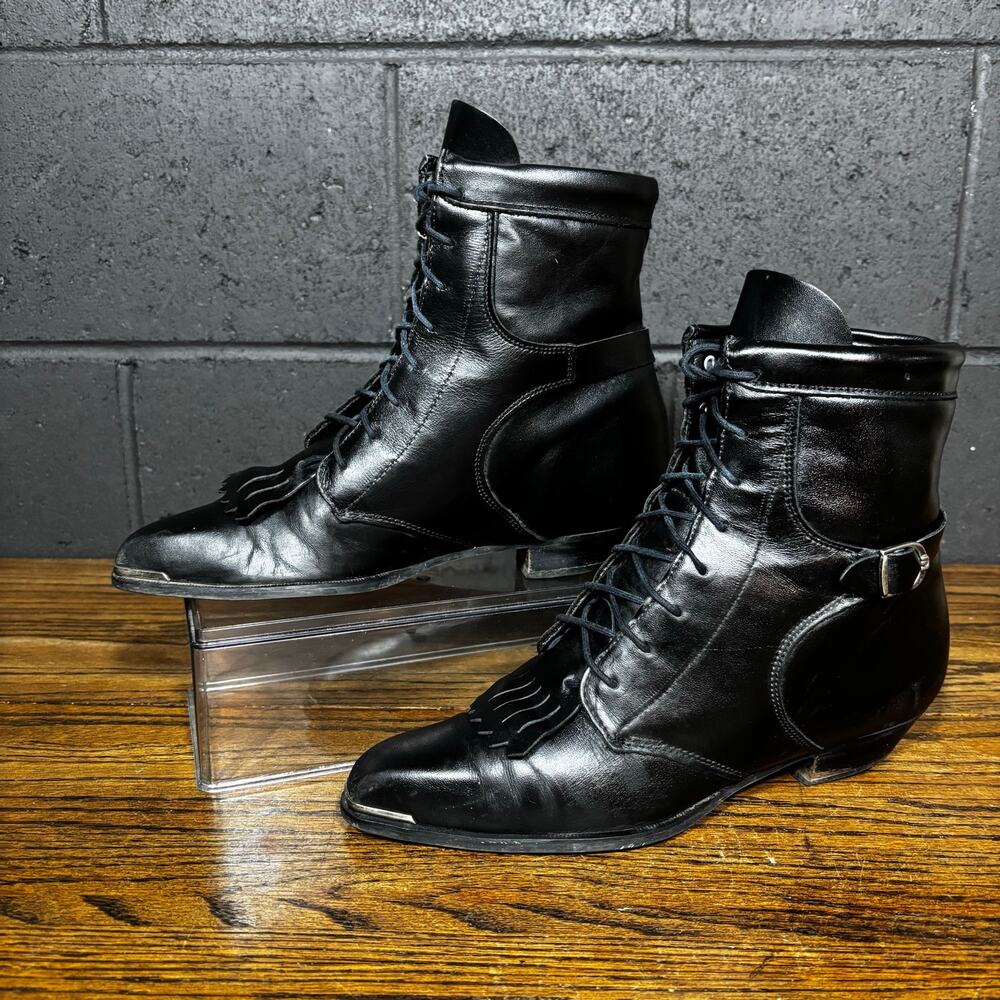 Durango Women’s Black Leather Lace Up Ankle Boots Western Kiltie Size 9
